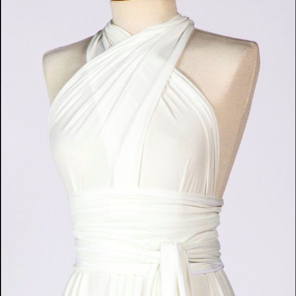 White Knee-length convertible dress - Picture 4 of 7